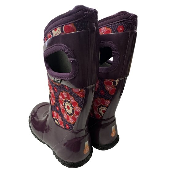 Bogs North Hampton Kaleidoscope Girls 13 Purple Rubber Waterproof Rain Boots - Picture 11 of 16